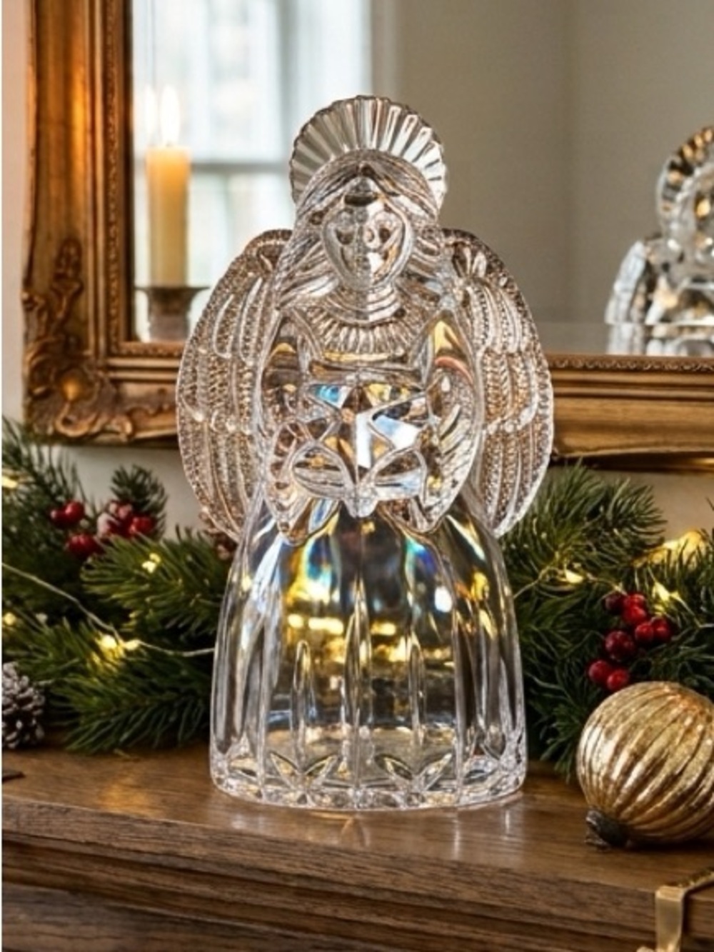 Vintage Mika’s Crystal Angel Candle Holder Figurine